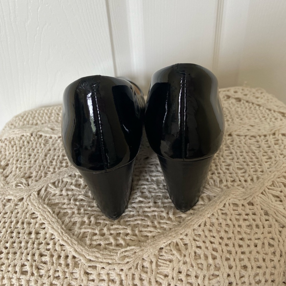 Cole Haan Glossy Black Peep Toe Heels - Picture 5 of 7